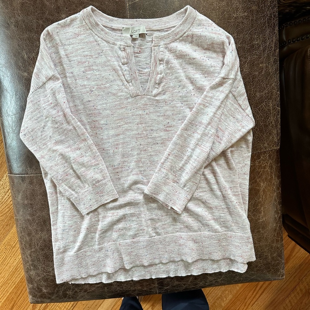 Loft lightweight pink 3/4 sleeve sweater large